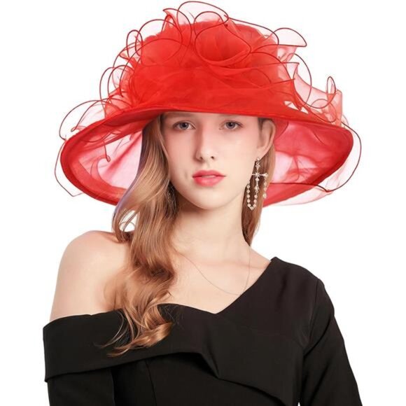 Organza Church Fascinator Wedding Tea Party Derby Hats for Women Flower - Picture 2 of 5